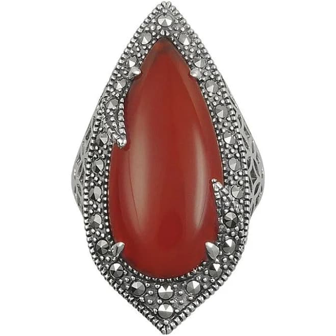 Lavish by TJM Sterling Silver Red Agate Filigree Ring Women's