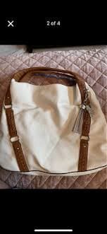 White with brown trim Jessica Simpson Bag | Mercari