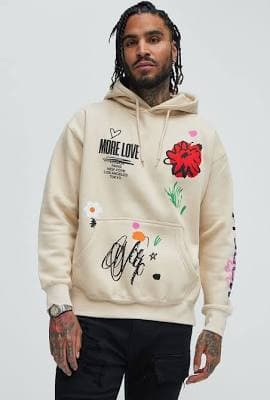 Fashion Nova Men's More Love Worldwide Hoodie