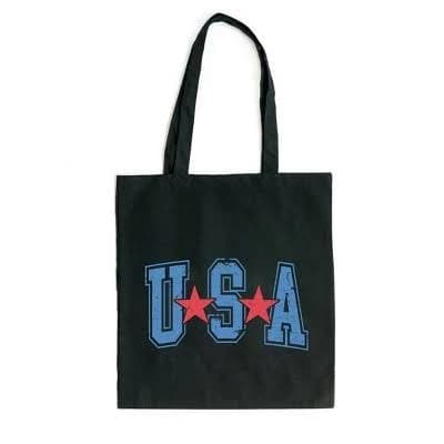 City Creek Prints Varsity USA Red Stars Canvas Tote Bag