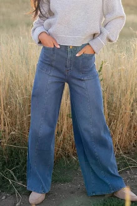 Baltic Born Women's Emmi Mid Rise Wide Leg Jeans
