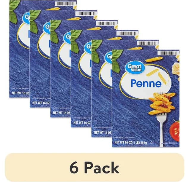 Great Value Penne Pasta 16 oz 6 Pack