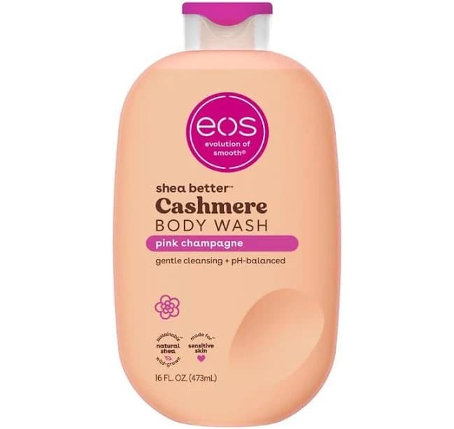 eos Shea Better Cashmere Body Wash, Pink Champagne, Moisturizing and Nourishing, pH Balanced Creamy Gel Formula, Paraben & Phthalate Free, Sensitive