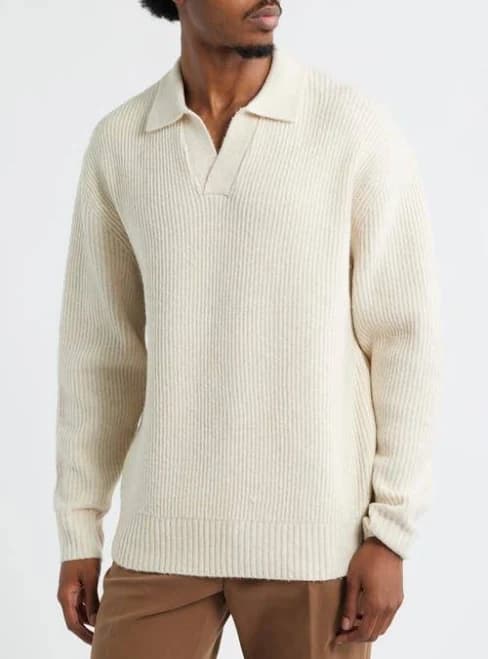 Open Edit Johnny Collar Polo Sweater