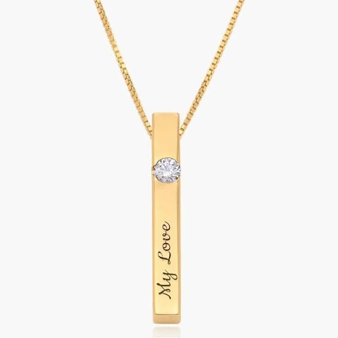 0.25ct Diamond Pillar Bar Necklace in Vermeil