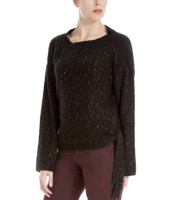 Max Studio London Women's Side-Tie Melange Knit Sweater