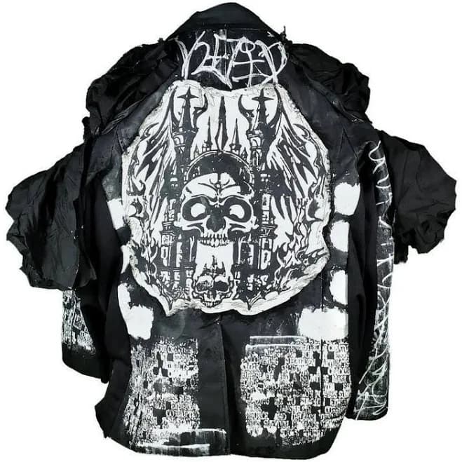 Tribal Punk Rock Goth Skull Denim Jacket