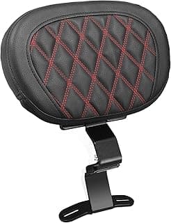YHMOTO Motorcycle Driver Rider Backrest Pad For Harley Davidson Touring CVO Street Glide Road King Road Glide Electra Glide Ultra Limited models 2009-2023 (Black-Red Stitching)