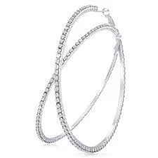 Large Rhinestone Hoop Earrings Shining Crystal Rhinestone Dangle Big Hoop Earrings For Women Wedding Party Favor, 80 mm