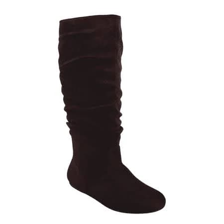 Women's Casual Flat Heel Pull Up Slip On Wide Calf Boots