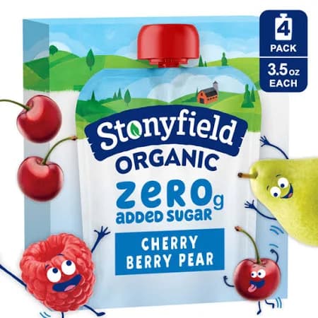 Stonyfield Organic Kids' Cherry Berry Pear Yogurt Pouches