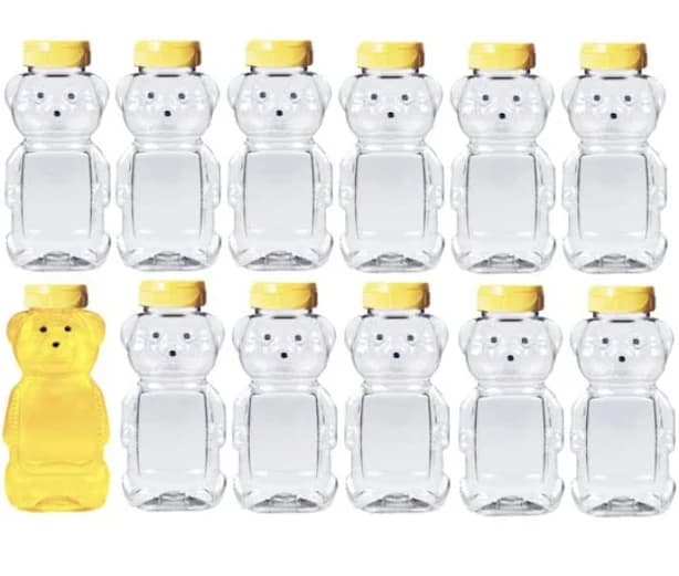 Parker Honey Bottle Bear Container Squeeze Jar with Lid (12 Pack)