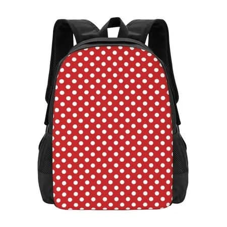 Vsdgher Red Polka Dot Print Backpack for Women Men School Bookbag with Laptop Compartment for College Work Travel, Simple Fashion Casual Daypack, Fit