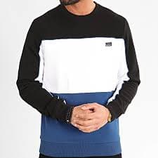 Jack And Jones - Sweat Crewneck Mix Noir Blanc Bleu Roi - Ryses