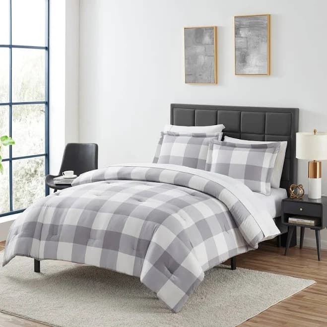 Herringbone Weave Buffalo Check Bed in a Bag Comforter & Sheet Set Sweet Home Collection