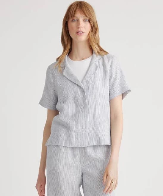 Quince Women's European Linen Short Sleeve Shirt