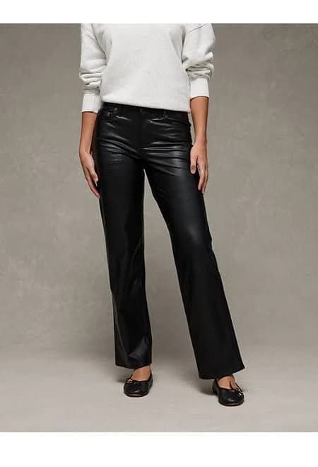 AE Women's High-Waisted Stovepipe Vegan Leather Pants