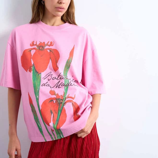 Topshop Oversized Graphic Floral Tee