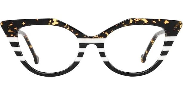 Gatsby Cat Eye Laminated Tortoise/Black & White Stripes