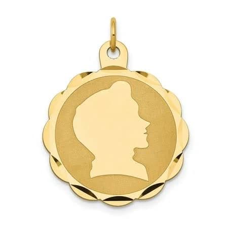 14K Yellow Gold Scalloped Edge Medallion Charm