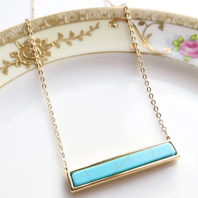 Delicate Turquoise Horizontal Bar Necklace