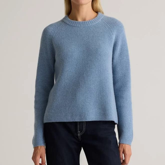 Quince Mongolian Cashmere Fisherman Crewneck Sweater