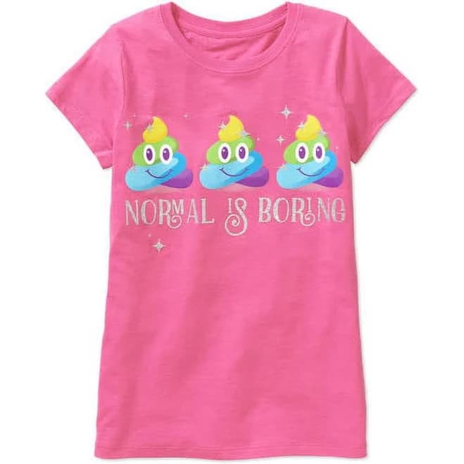 Emoji Girls' Sparkle Twirl Rainbow Graphic T-Shirt