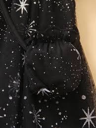 2pcs/Set Baby Girls Elegant Silver Glitter Snowflake Tulle Princess Dress With Multi-Layer Sleeves And Accessory Bag | SHEIN