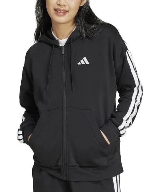 adidas Women's Essentials 3-Stripes Full-Zip Fleece Hoodie