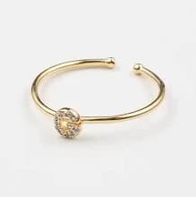 18K Gold Shiny Adjustable Initial Ring