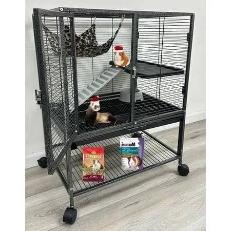 Mcage Deluxe 2-Story Metal Small Animal Critter Rolling Cage