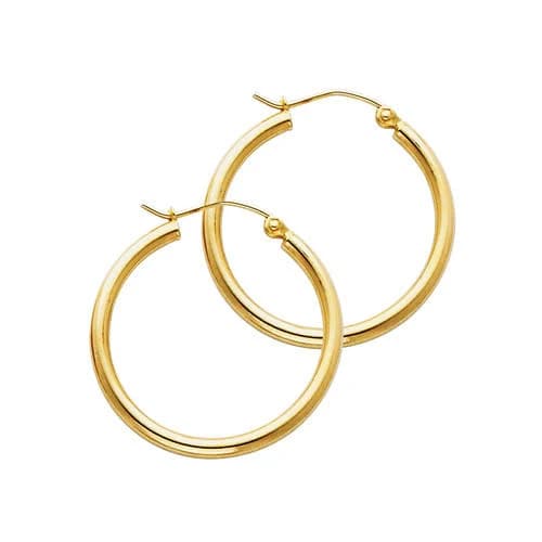 14K Yellow Gold Hinge Hoop Earrings