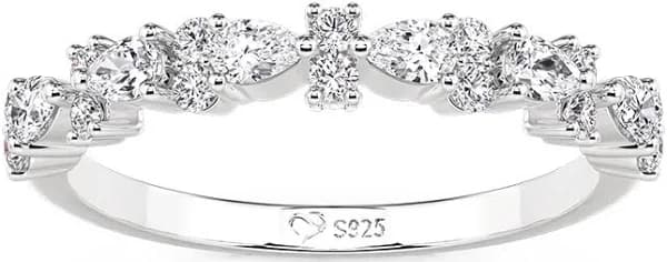 Jeulia Sterling Silver Moissanite Eternity Band
