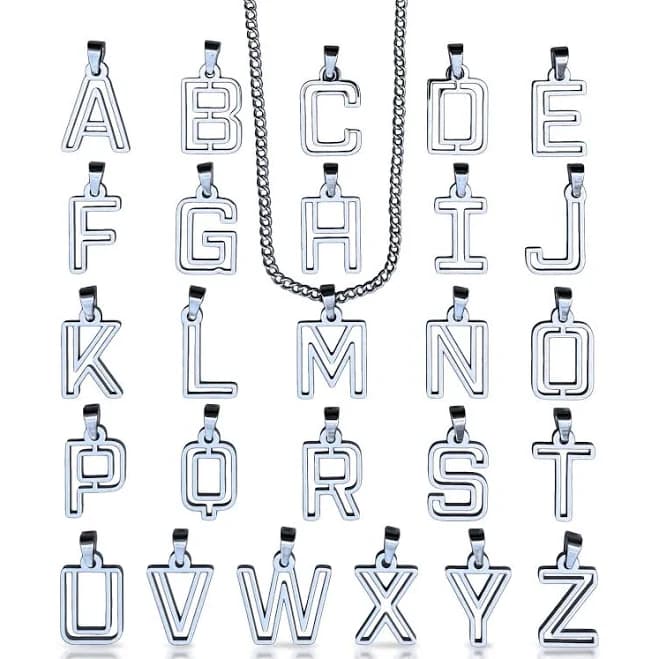 elite athletic gear Varsity Letter Pendant Necklace Stainless Steel