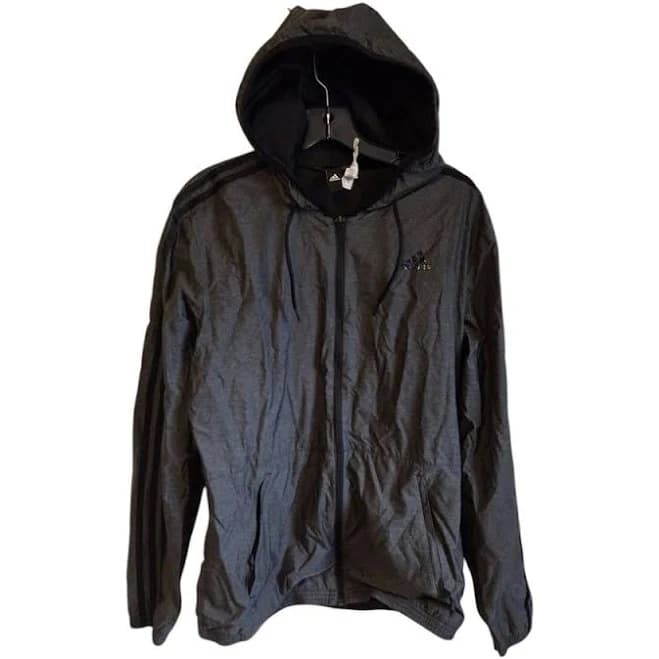 Adidas Jackets & Coats | Adidas Full Zip Charcoal Grey Hooded Windbreaker Jacket | Color: Gray | Size: M | Ash_Curly_Locks's Closet