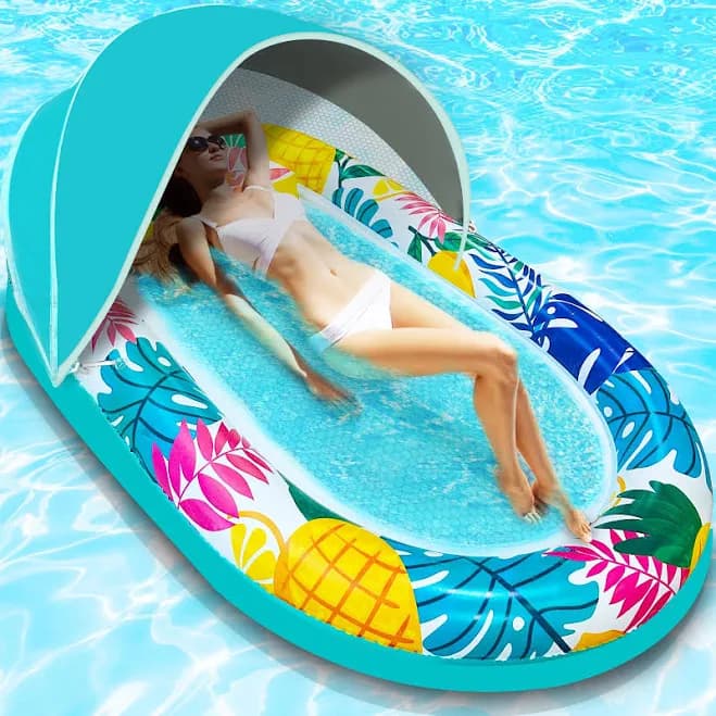 Extra Large Hawaiian Pool Floats Lounger with Canopy