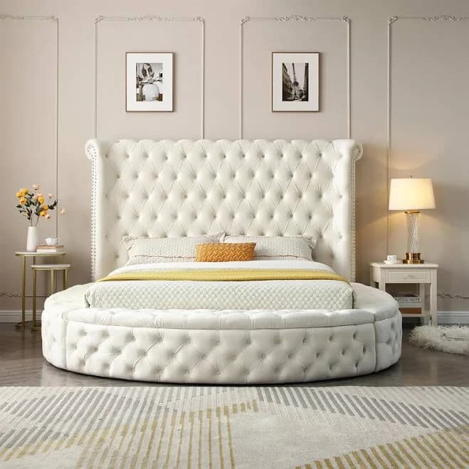 Woodpeckers Furniture And Mattress Upholstered Round Storage Bed