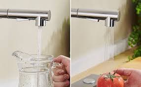 QFN Kitchen Faucet, Kitchen Sink Faucets with Pull Out Sprayer Single Handle Brushed Chrome : Buy Online at Best Price in KSA - Souq is now Amazon.sa: DIY & Tools