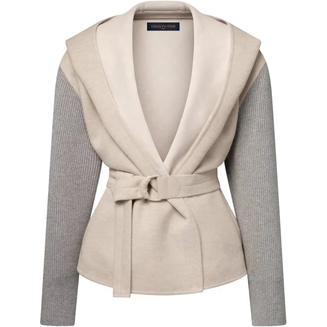 Louis Vuitton Knit Sleeve Hooded Wrap Coat