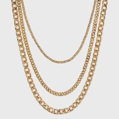 A New Day Women's 16" Layered Curb Chain Necklace