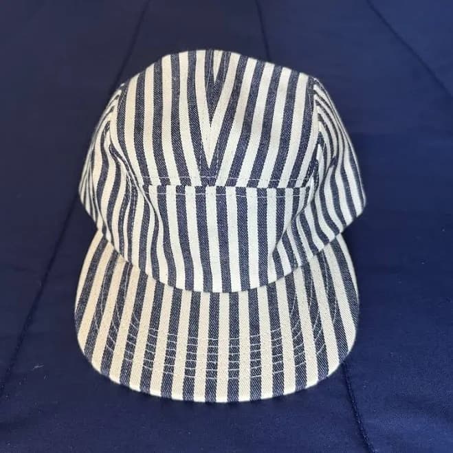 Cali-fame Headwear Blue White Striped Cap Adjustable One Size Made In