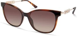Amazon.com: GUESS Women's GUA00009 Metal Logo Square Sunglasses, Dark Havana, 56mm : Clothing, Shoes & Jewelry