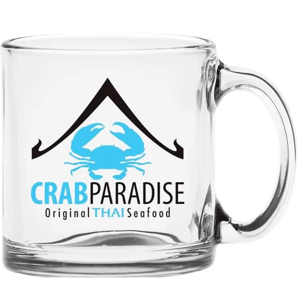 Branded Classic C Handle Mugs 13 oz. Clear Glass Coffee Mug