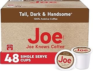 Joe Knows Coffee Single Serve Cups Pods and Capsules, Tall Dark and Handsome, 48 Count