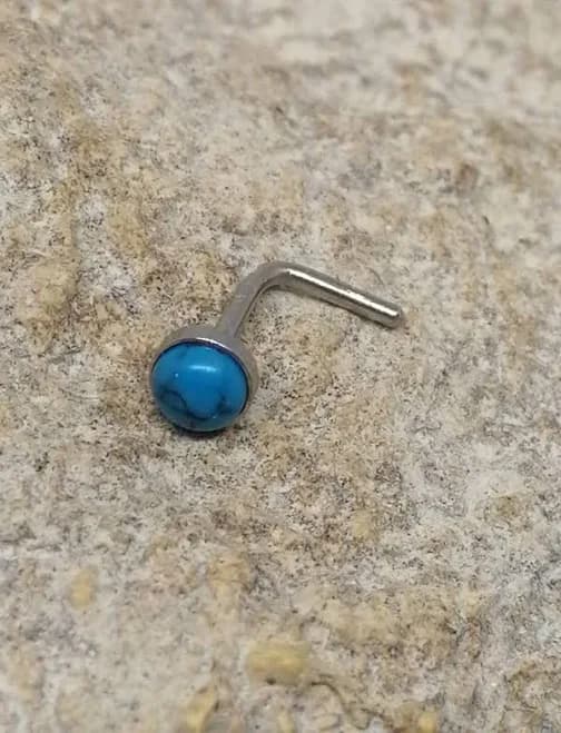 Turquoise Stone L-Shape Surgical Steel Nose Stud