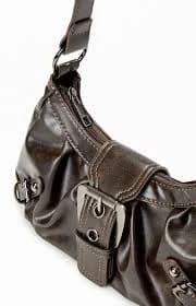 Faux Leather Shoulder Bag with Front Buckle