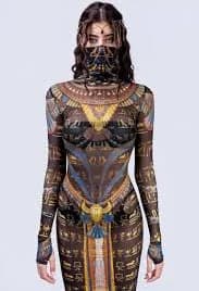 Gothic Mermaid Maxi Dress, Halloween High Neck Gown, Black Sheer Long Sleeve Outfit, Sexy Women Festival Costume, Rave Party Dress