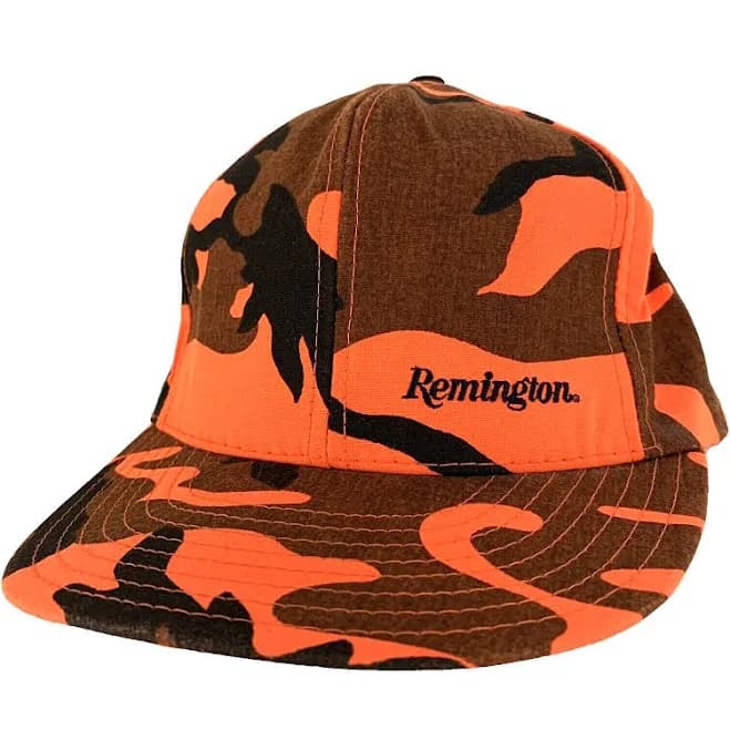Vtg Remington Camouflage Hat Blaze Orange Usa Hunt Baseball Snap Back