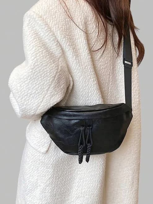DareSee Fashion Soft Leather Waist Bag Ladies Fanny Pack Chain Shoulder Belt Purse Bags Fashion Designer Crossbody Chest Bags Waist Packs Music Fest