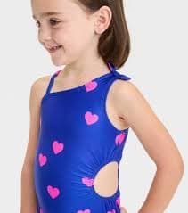 Cat & Jack Heart Printed Cut Out One Piece Swimsuit With Bow Delivery Near Me | Order Online | Uber Eats